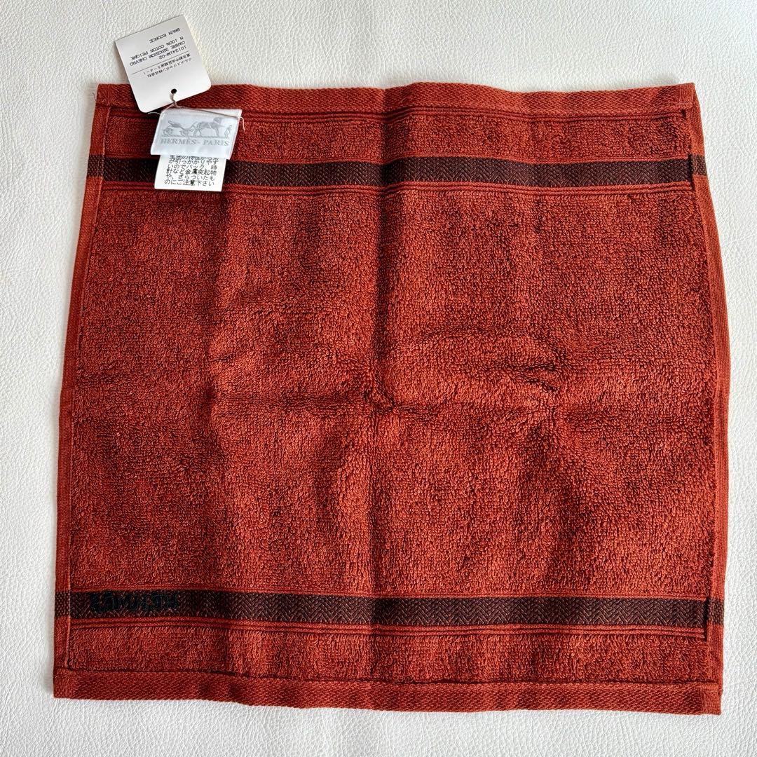 【タグ付き未使用】【エルメス】ハンドタオル タオルハンカチ コットン100