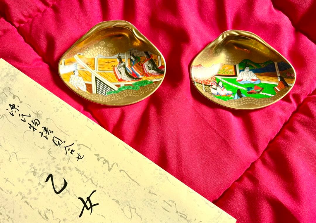 早い者勝ち！　6枚セット　源氏物語 貝絵皿 貝合わせ ボーンチャイナ ひな祭り