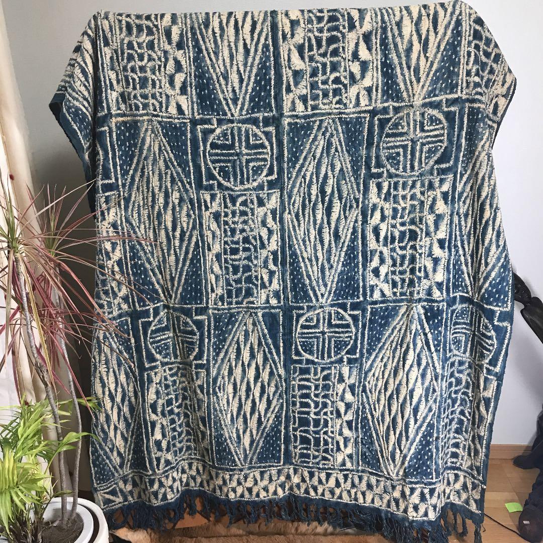 アフリカ　バミレケ布　藍染　アンティーク