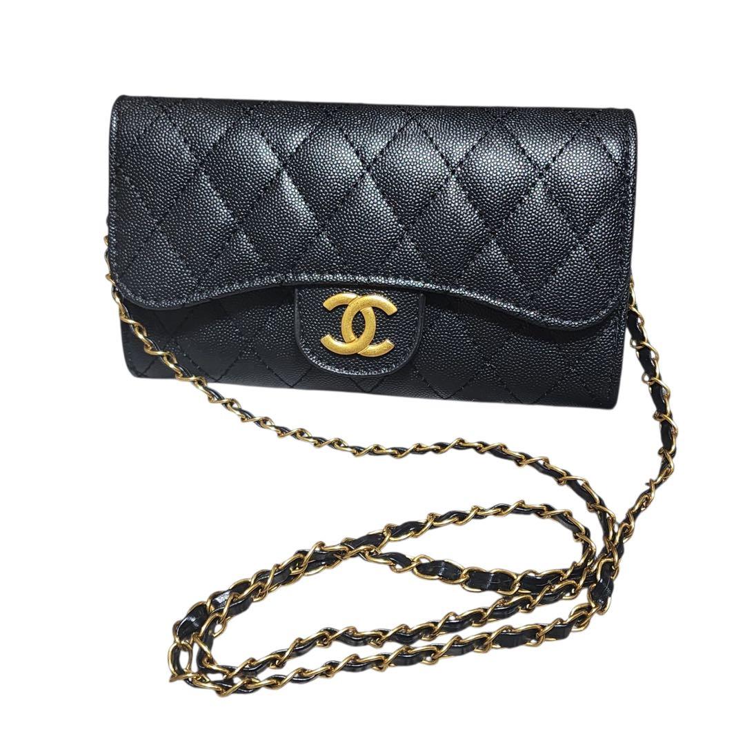 CHANEL　長財布　チェーンウォレット　黒　ノベルティ