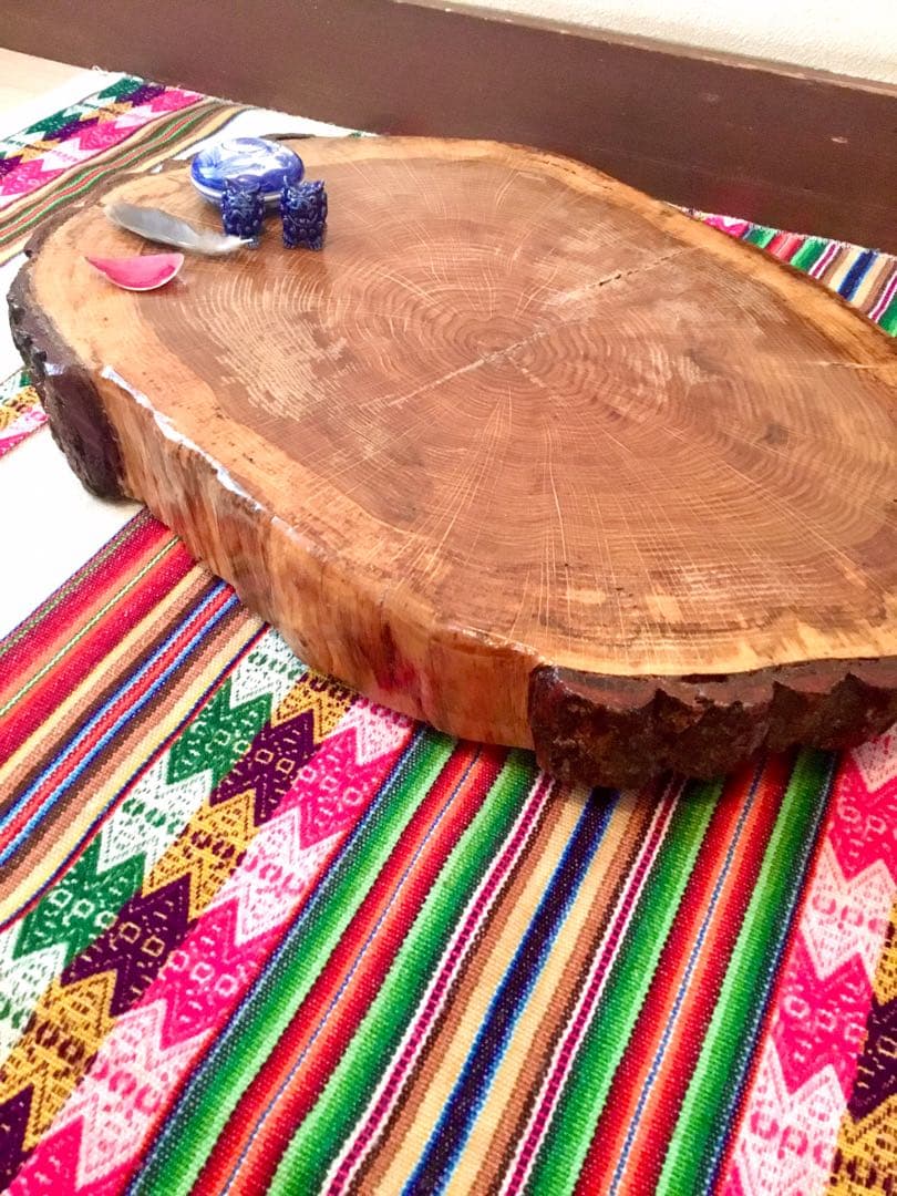 完売　天然楢の木で作成/超特大【切り株天板/インテリア台/薪割り台/ちゃぶ台】