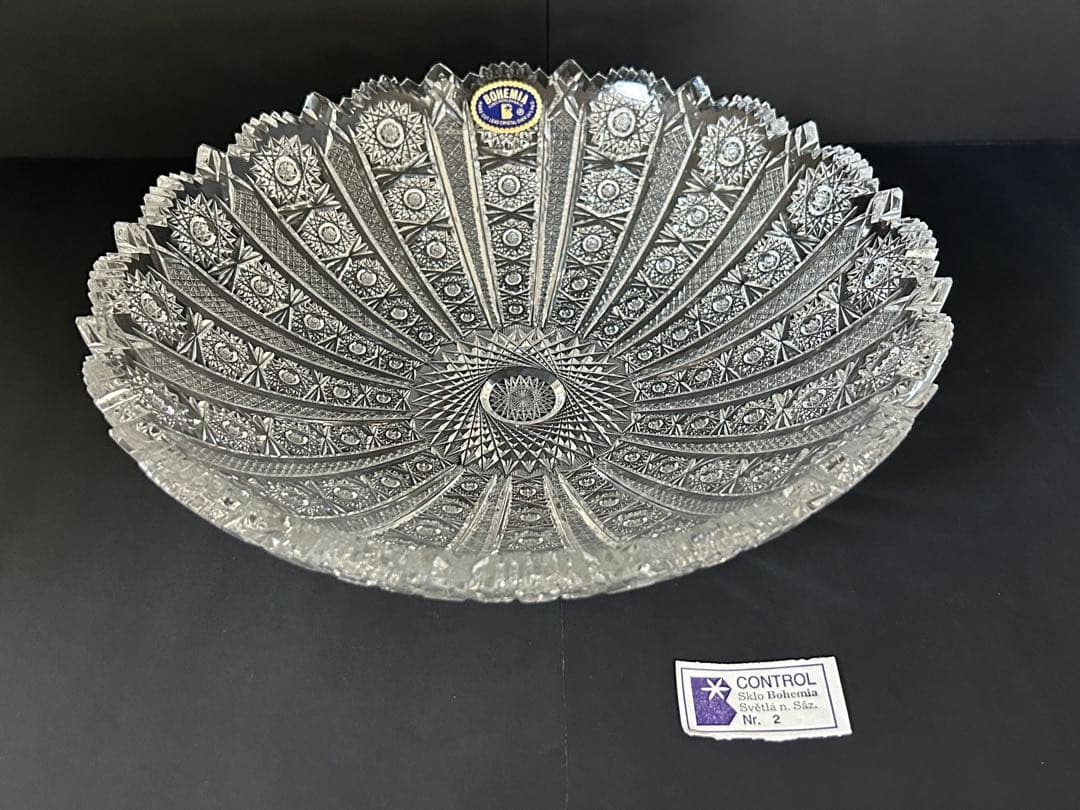 【新品・未使用品】ボヘミアクリスタル 大皿 ガラス 27.5cm 箱付