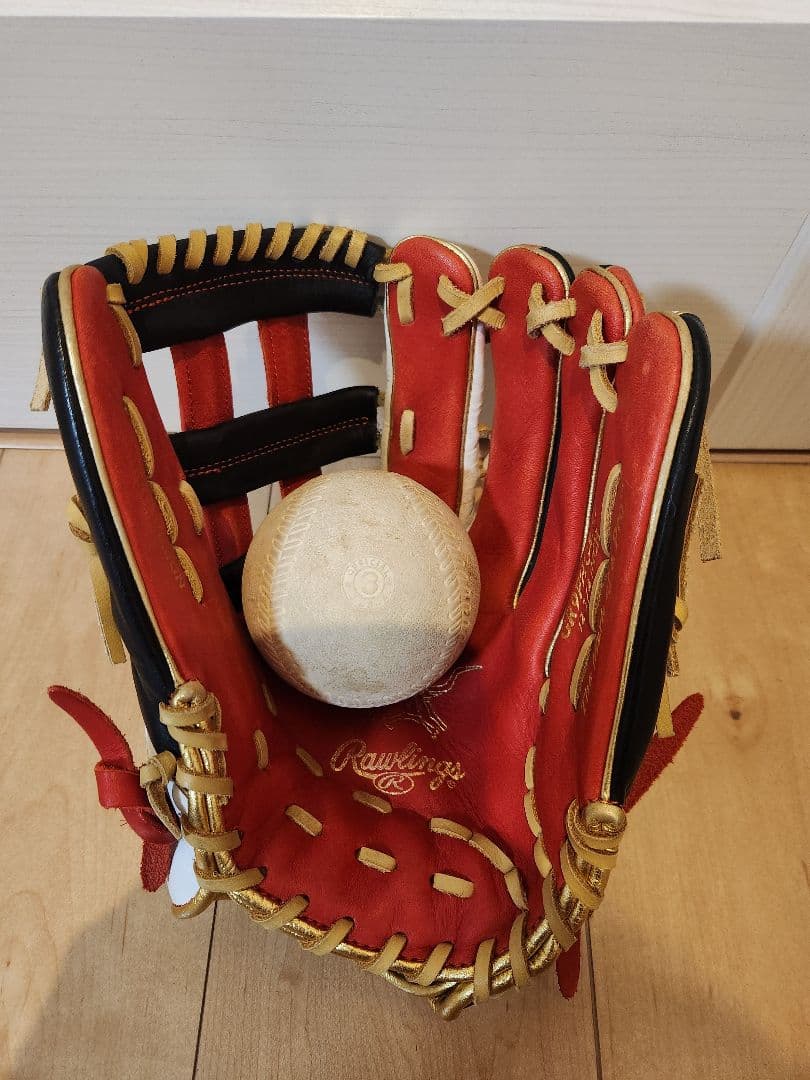 Rawlings 軟式グローブ ホワイト/レッド　外野用