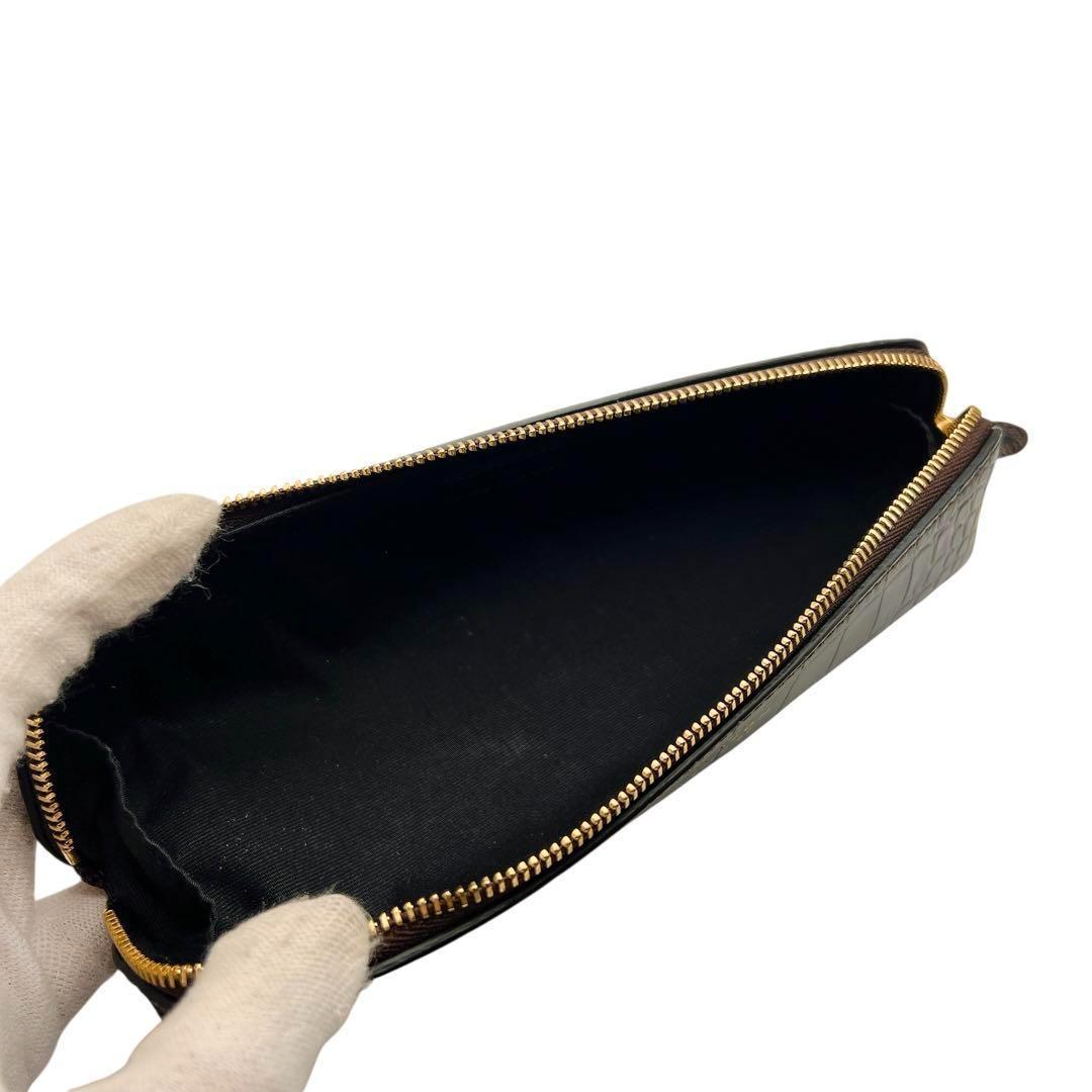 廃盤品 希少 SMYTHSON ブラウン クロコ レザー ペンケース 7395