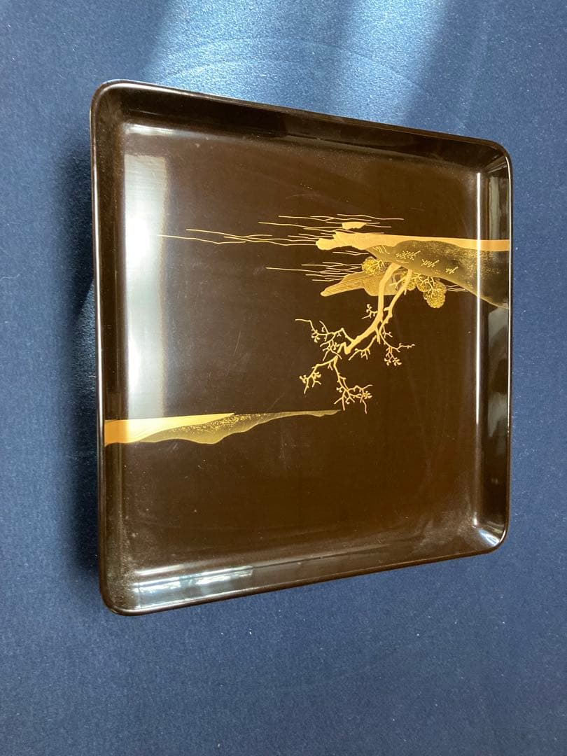 漆器 四角形 膳 5組セット金蒔絵装飾