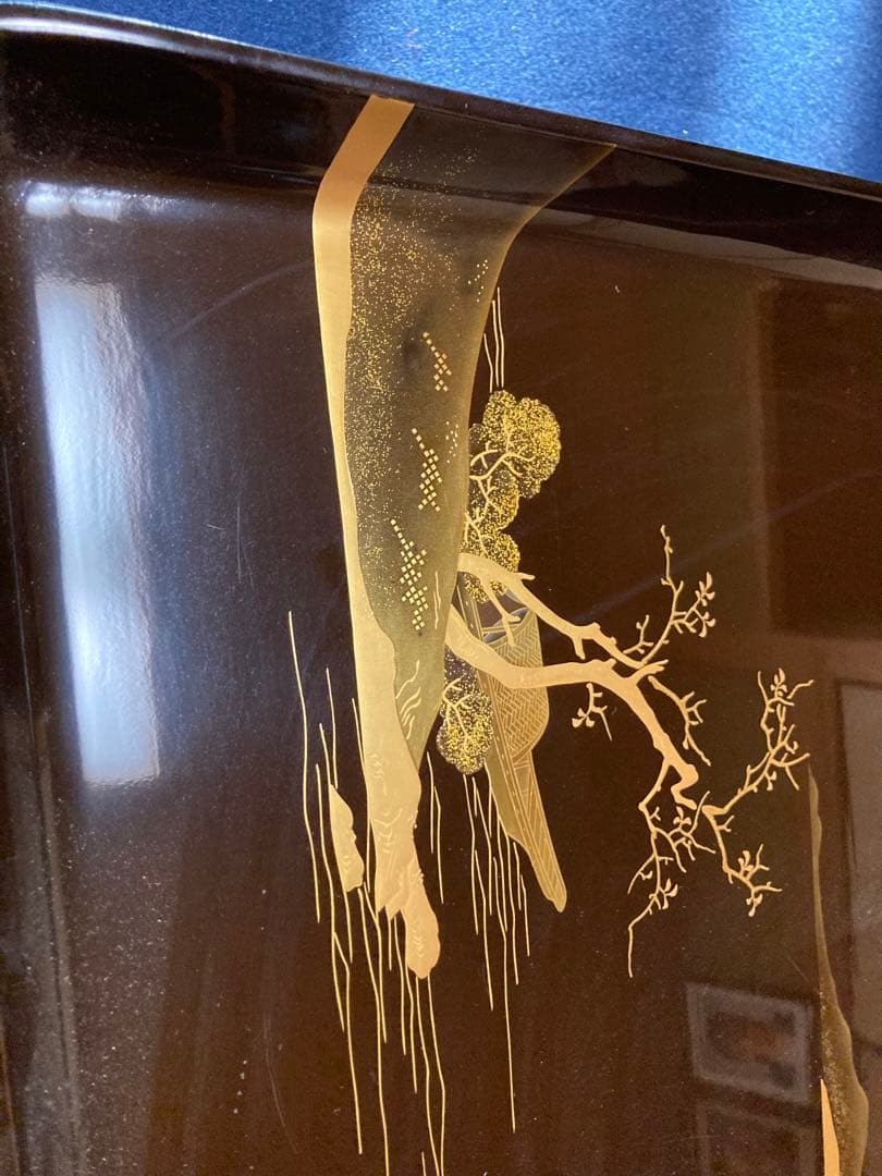 漆器 四角形 膳 5組セット金蒔絵装飾