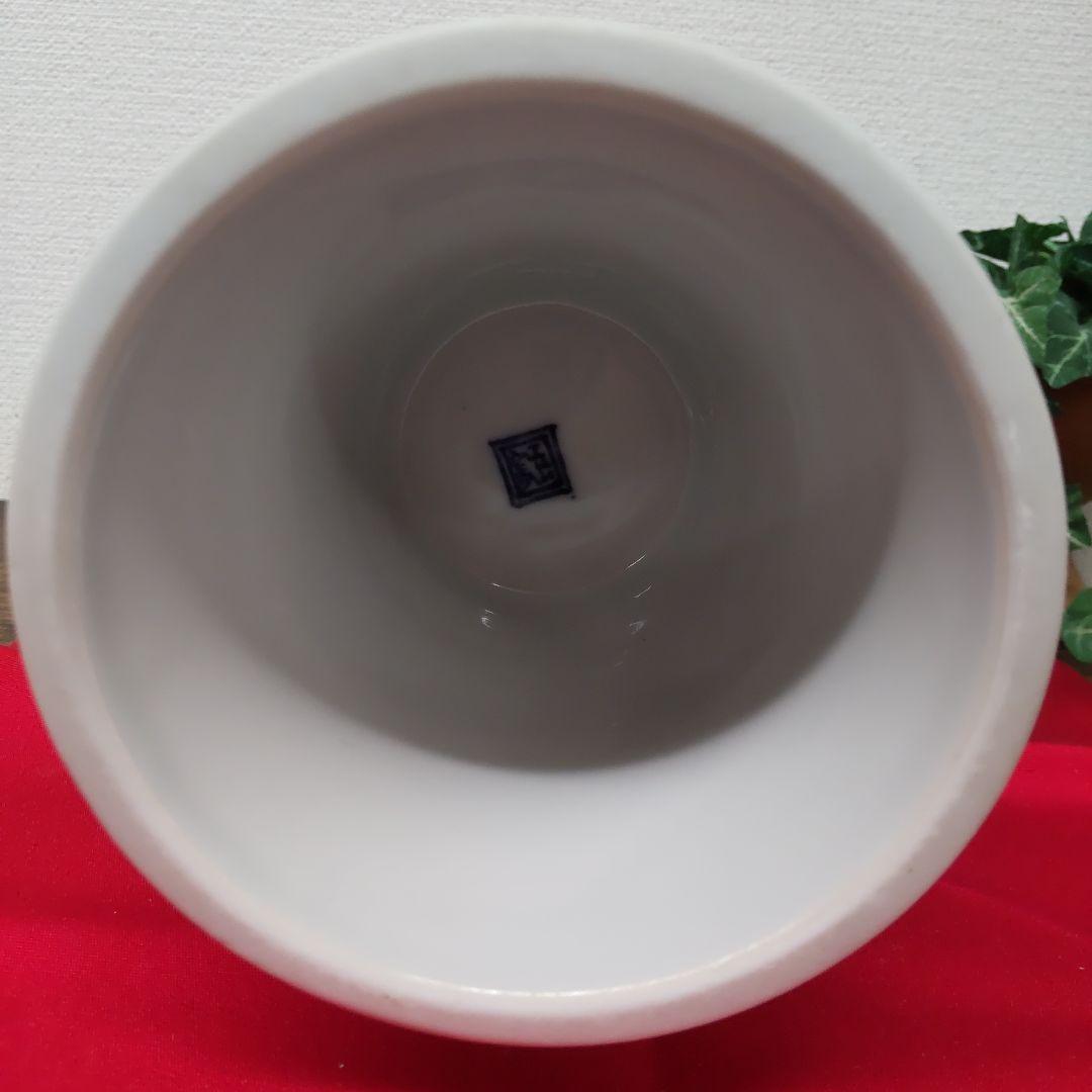 五山窯　林　淡幽　☆　染付　菱寿　花器　共箱　　未使用