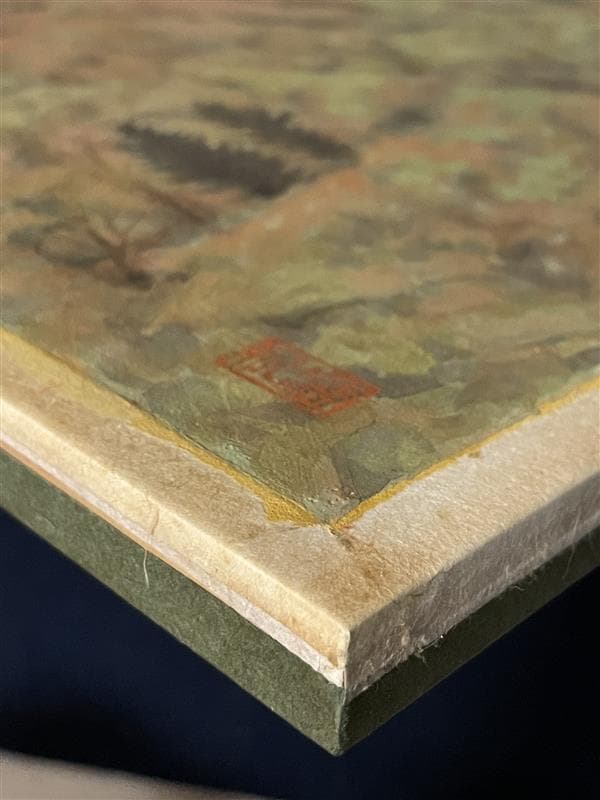 「真作」木下弘勝「芽生きの頃」風景画　油彩画　額装　サイン有り　P10号