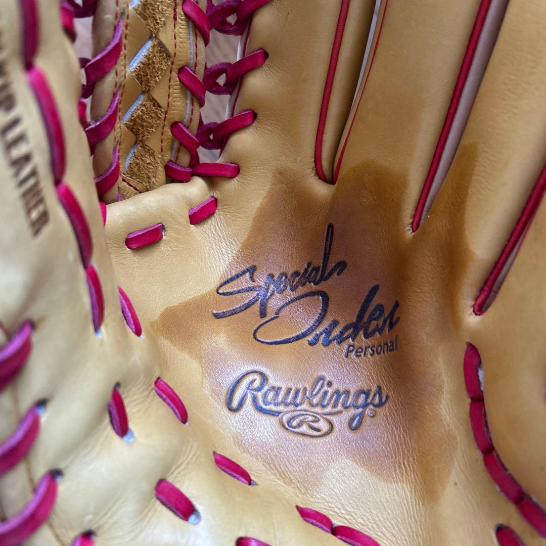 Rawlings 硬式グローブ ベージュ/赤 阪神今岡選手グラブ