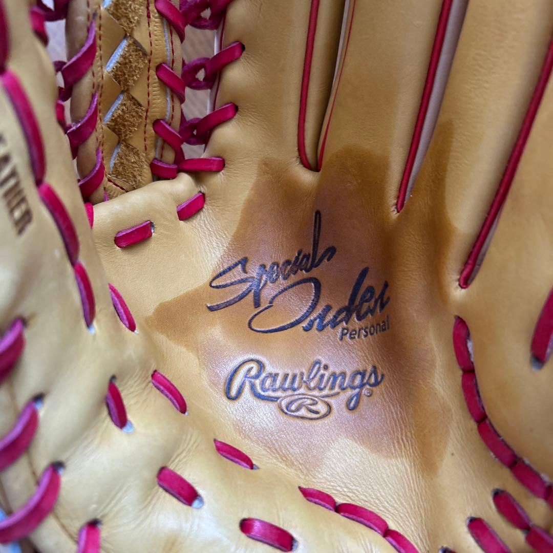Rawlings 硬式グローブ ベージュ/赤 阪神今岡選手グラブ