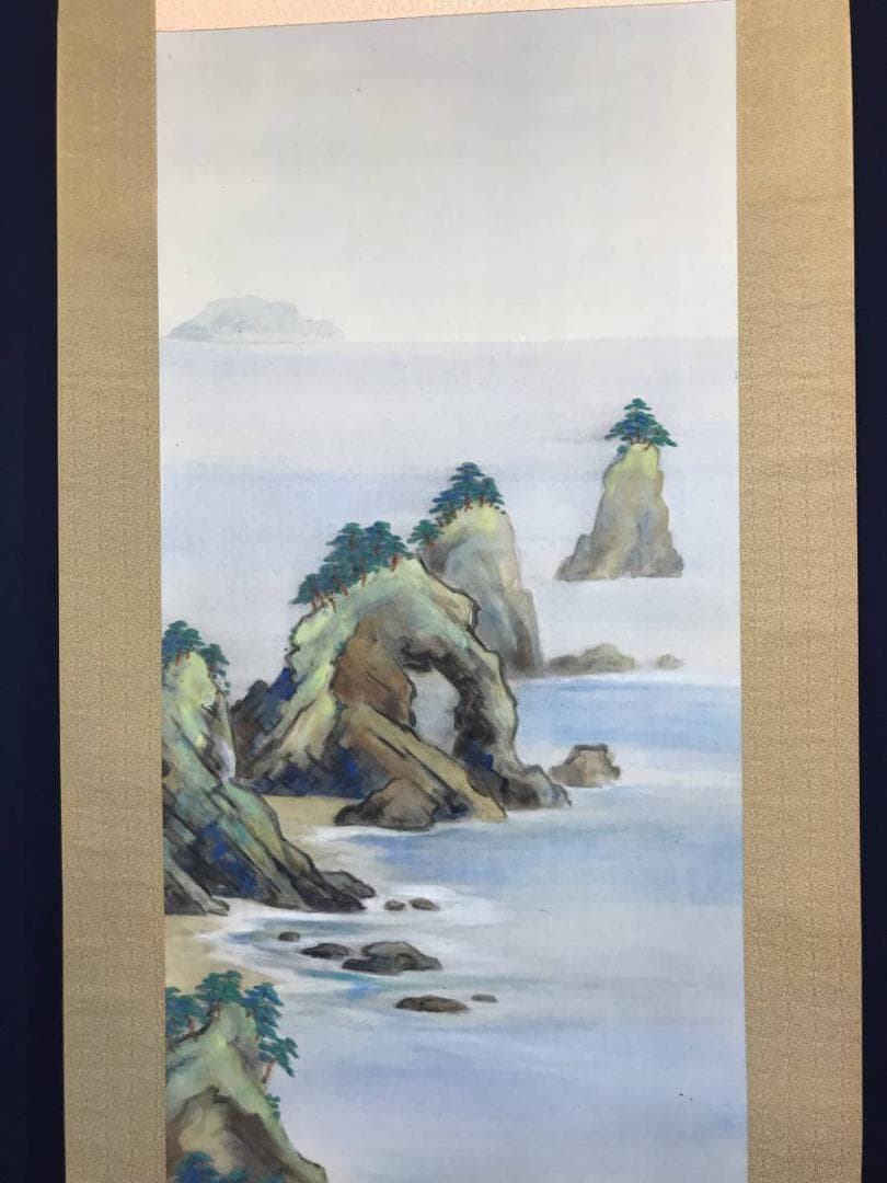 【真作】史芳/海浜涼風図/山水図/海岸図/掛軸/名家伝来/AC-226