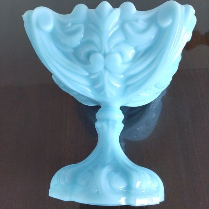 アンティーク ティファニーブルーコンポート⭐︎ミルクガラス ⭐︎ファイヤーキング