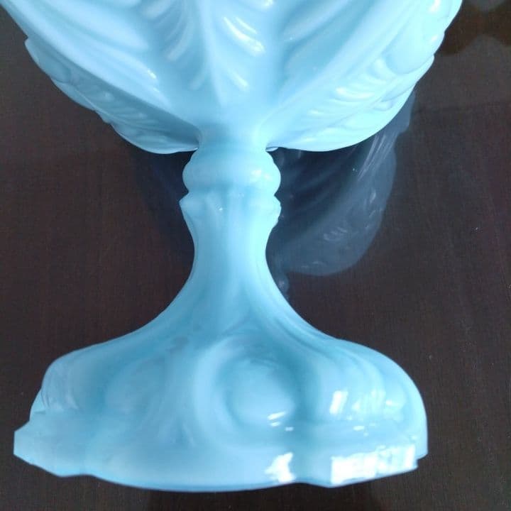 アンティーク ティファニーブルーコンポート⭐︎ミルクガラス ⭐︎ファイヤーキング