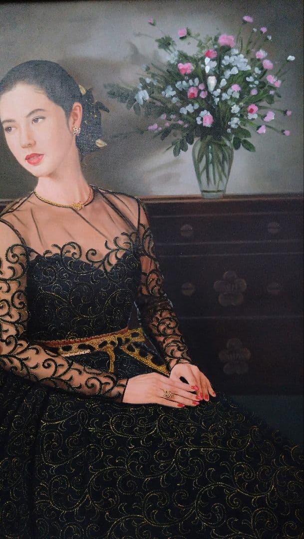 人見友紀　伝説の逃亡画家　油彩画　油絵　12号　グレースケリー