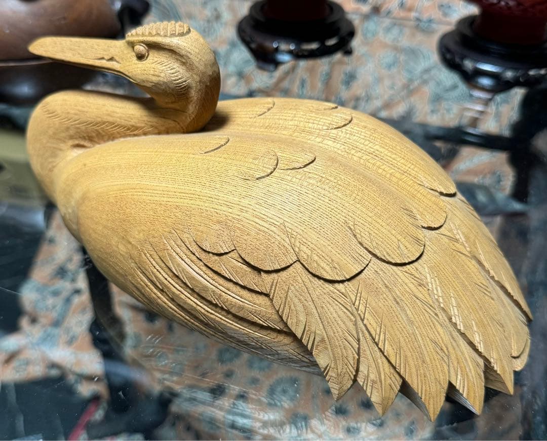 井波彫刻 林啓ニ郎 木彫鳥 工芸品 彫刻置物