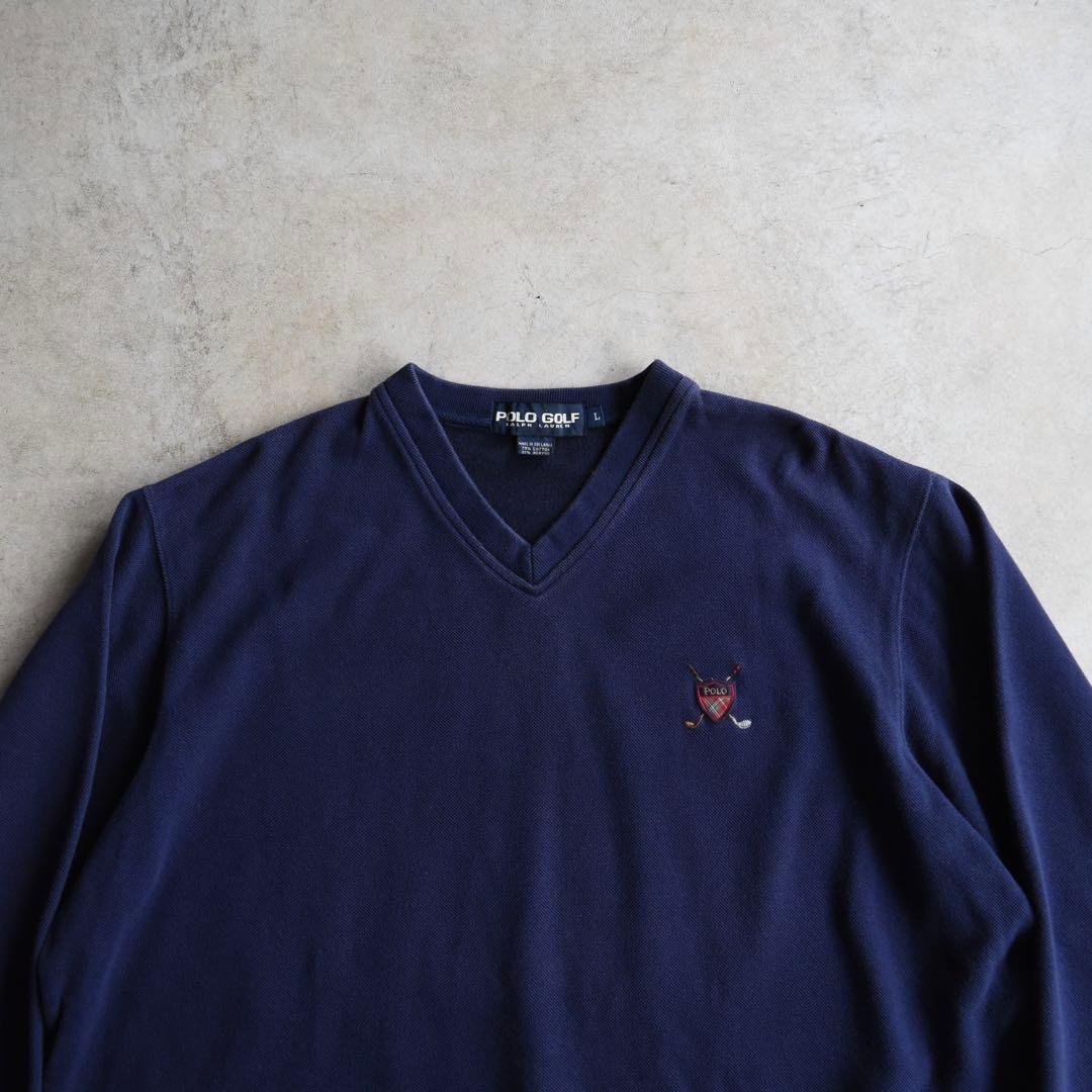 90s POLO GOLF ラルフ ポロゴルフ 鹿の子スウェット L ネイビー