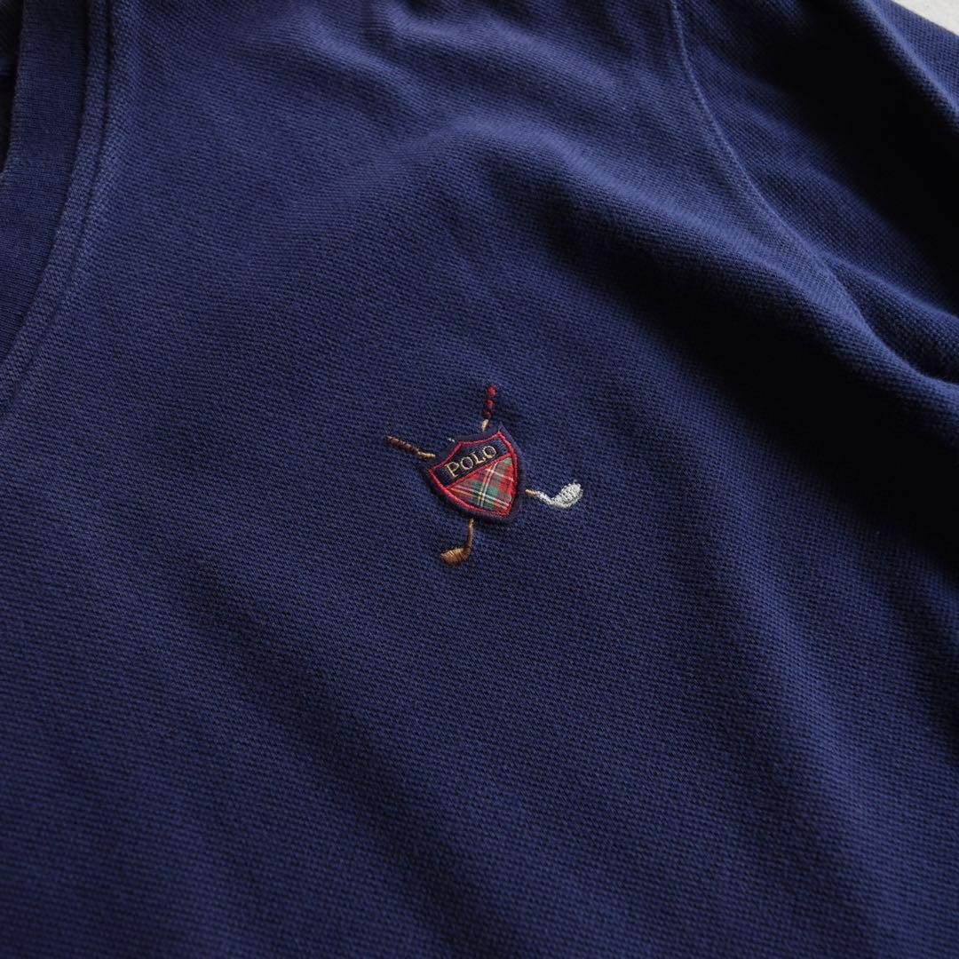 90s POLO GOLF ラルフ ポロゴルフ 鹿の子スウェット L ネイビー