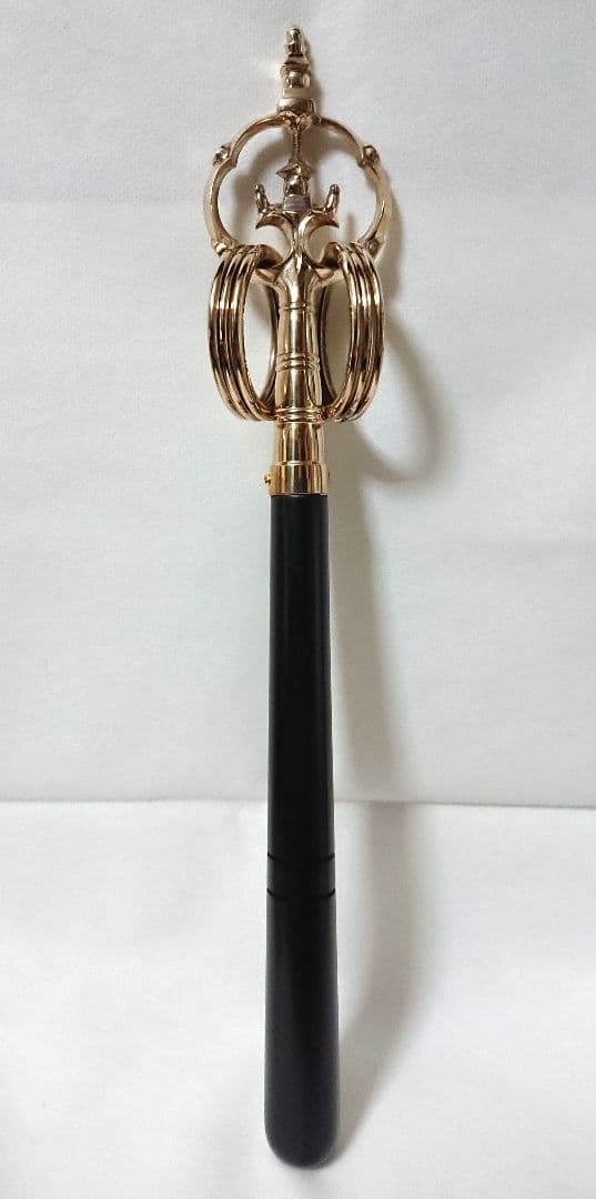 ✶金属工芸品✶錫杖 六環 真鍮製 本焼 黒檀柄付 京都 仏具・密教・山伏・修験道