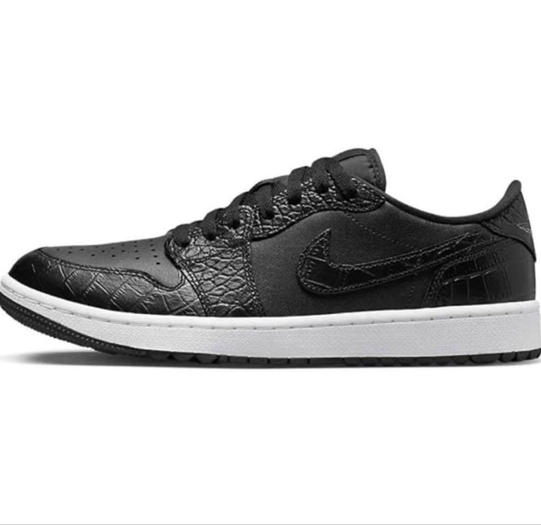 クサノNike エアジョーダン1 LOW ゴルフ オールブラッククロコ27