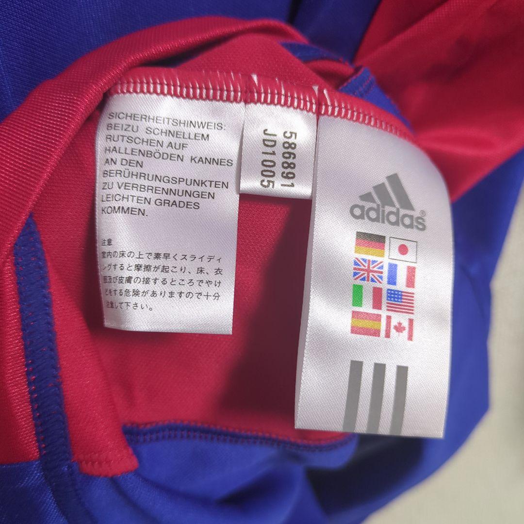 新品adidas 長袖サッカーユニフォーム青トリコロールライン襟付き10枚セット