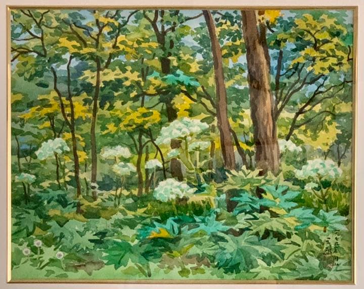 繁野三郎の8号肉筆水彩画「円山」(1979年作)【真作・新額装・美品】