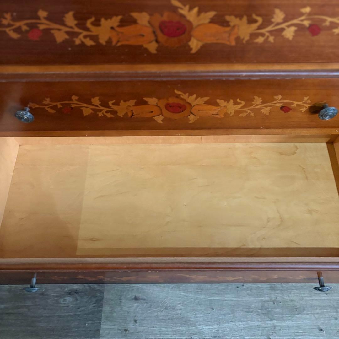 イタリア　猫脚　象嵌細工　4段チェスト ヴィンテージ