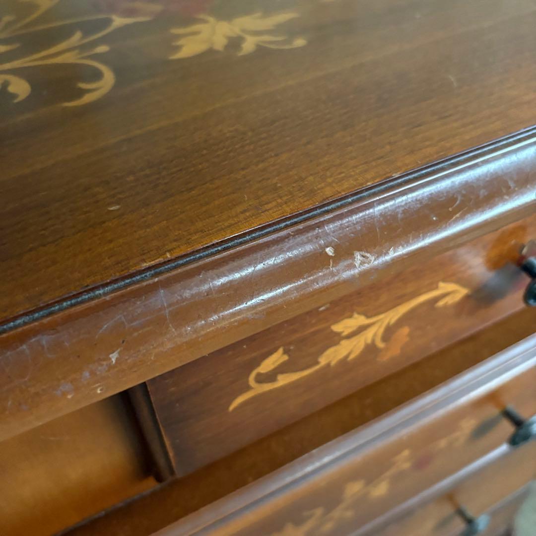 イタリア　猫脚　象嵌細工　4段チェスト ヴィンテージ