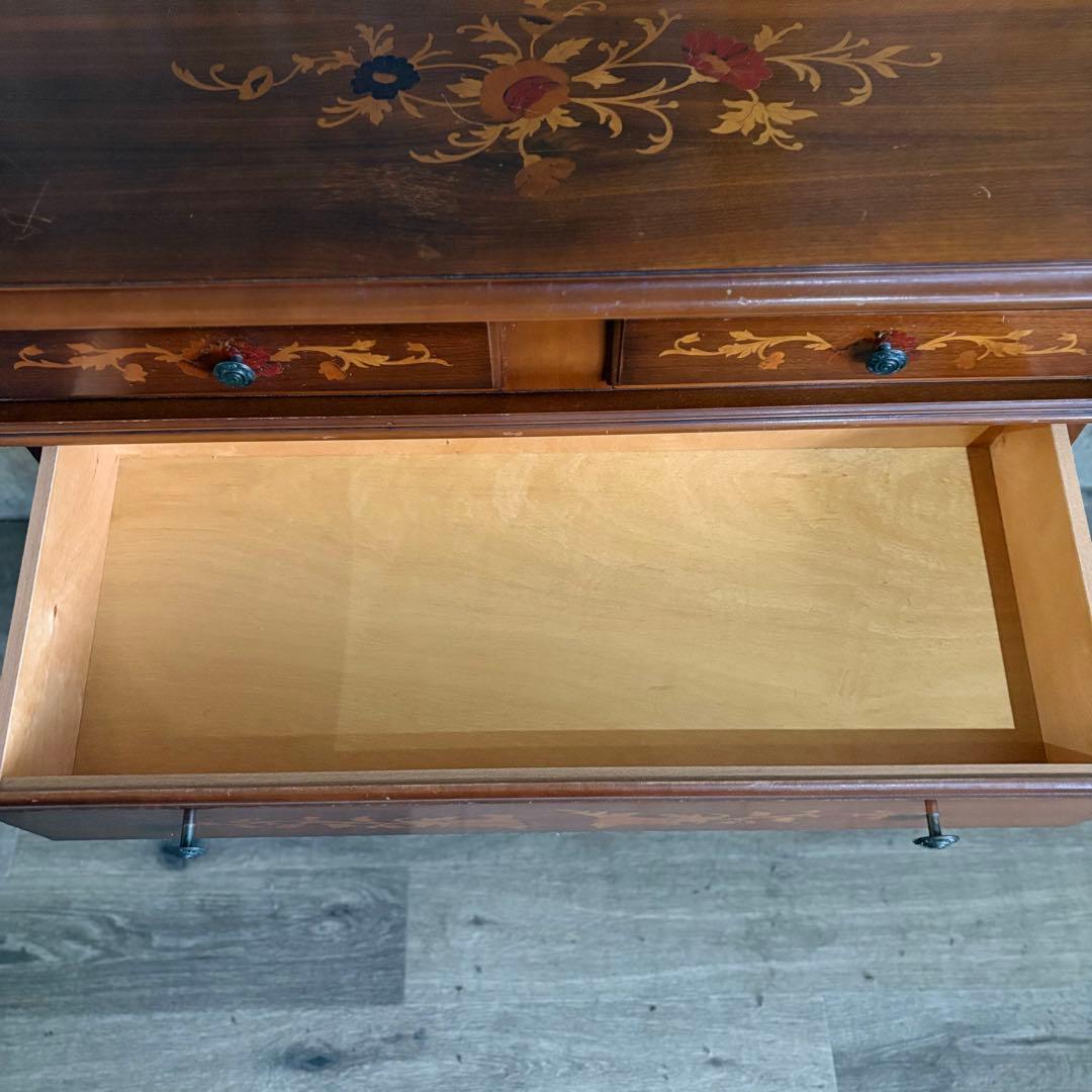 イタリア　猫脚　象嵌細工　4段チェスト ヴィンテージ