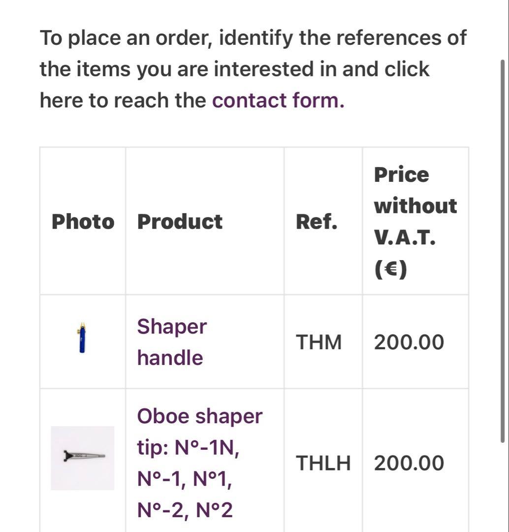 オーボエシェーパーティップ　ロレー（RDG） 2番