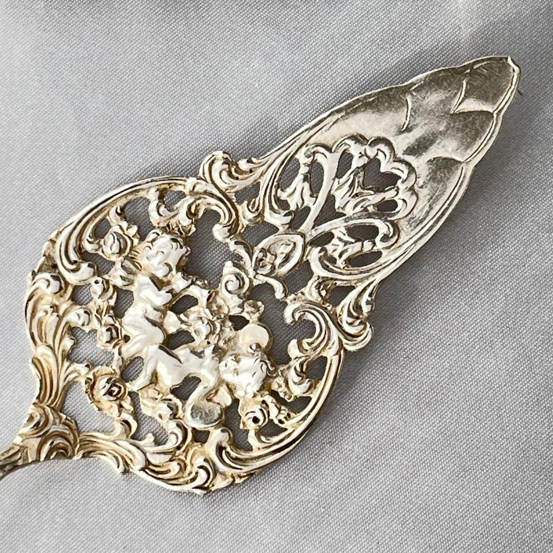 【 Bodemer】 天使と薔薇と透かしのケーキサーバー【純銀】