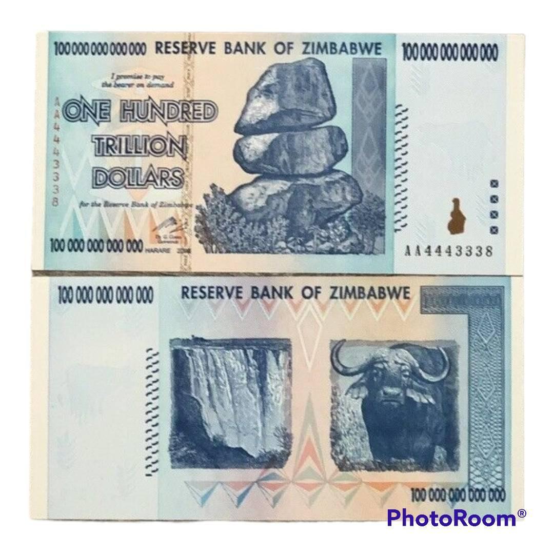 【鑑定書付き・ジンバブエ100】貴重 100兆ジンバブエドル紙幣1枚