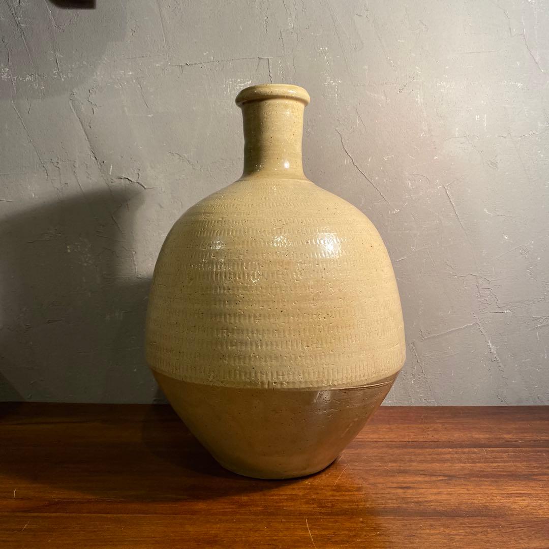 時代物 通い徳利 飛び鉋 大壺 骨董品 花入 酒器 花器 古道具