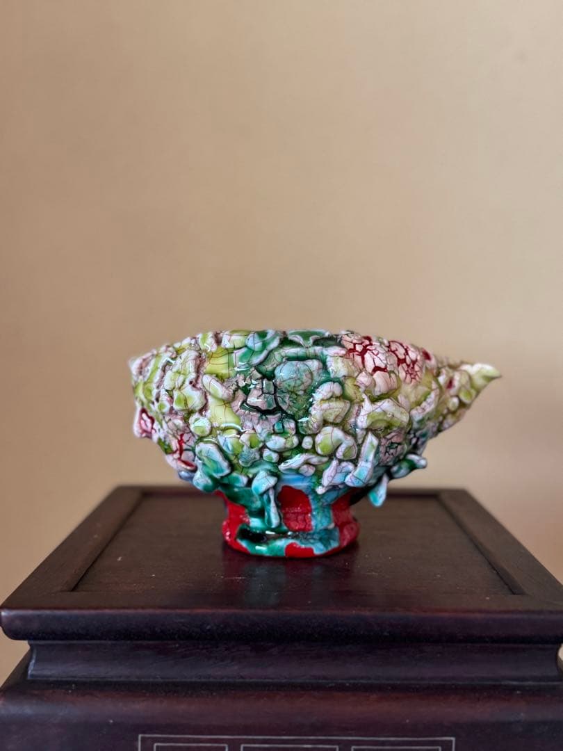 氏家昴大　織部漆赤塗片口　現代アート