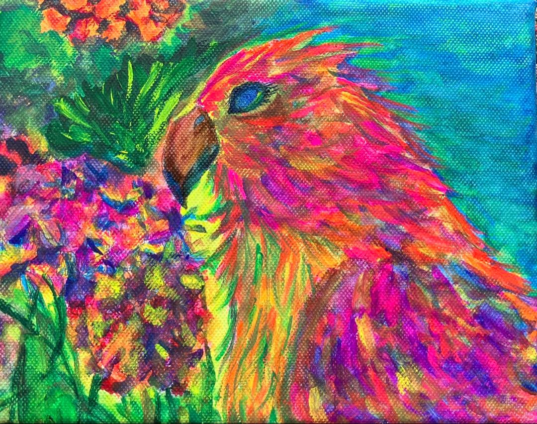 水彩画　鳥　「密林の宝石」　〜溢れる生命力〜