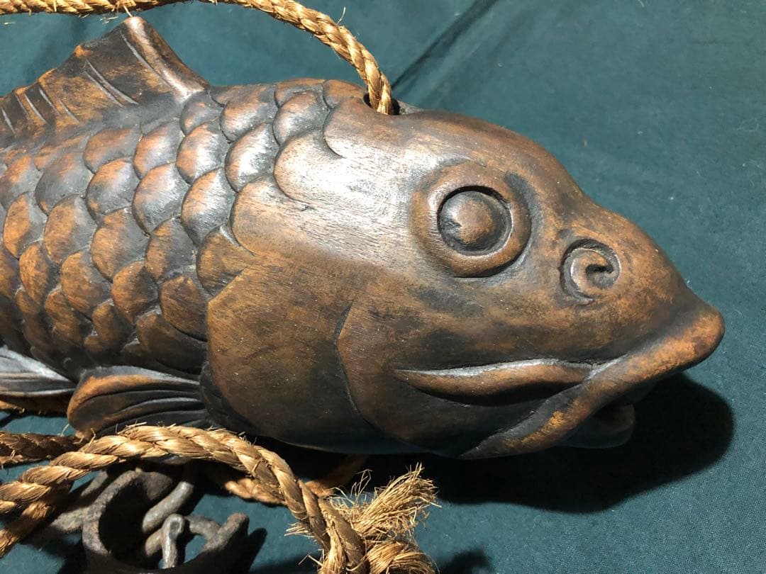 自在鉤　鯉　木彫　木製　古民具　置物　アンティーク　時代物　インテリア