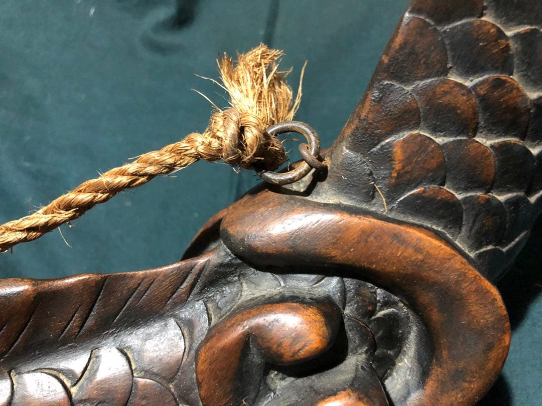 自在鉤　鯉　木彫　木製　古民具　置物　アンティーク　時代物　インテリア