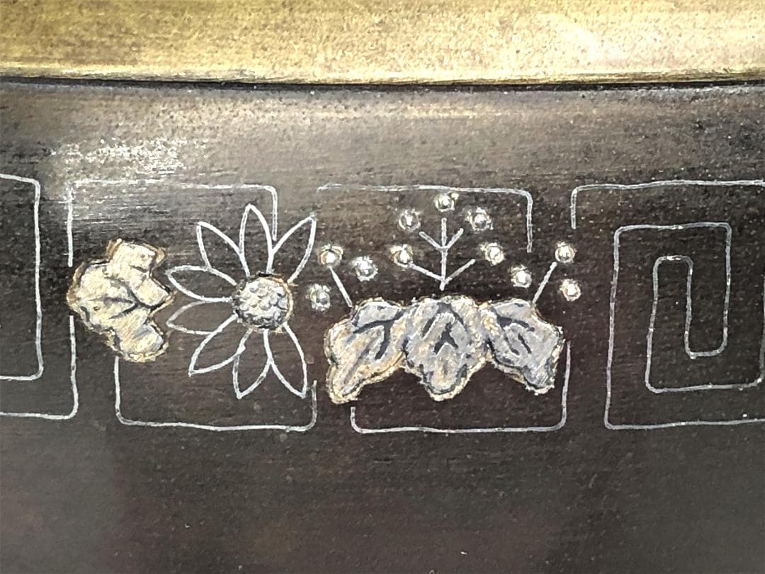 【 雷紋・和紋象嵌薄端 】　明治～昭和初期　手造彫金　鎌倉蔵出