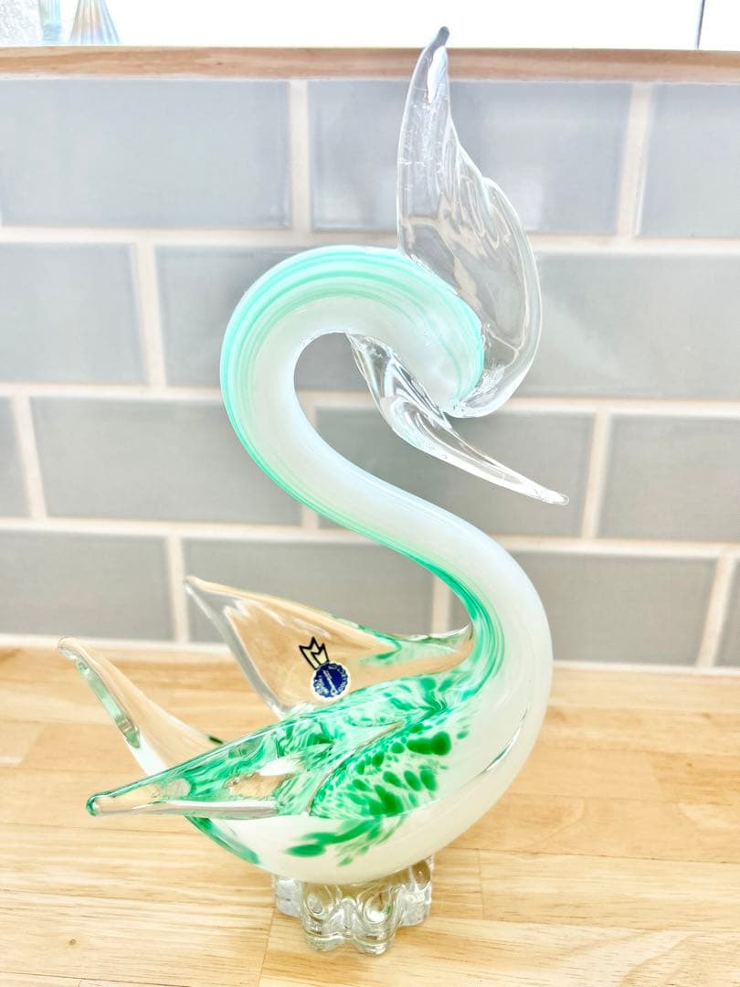 ヴェネチア ベネチア グラス ガラス工芸 swan 白鳥 スワン オブジェ 置物