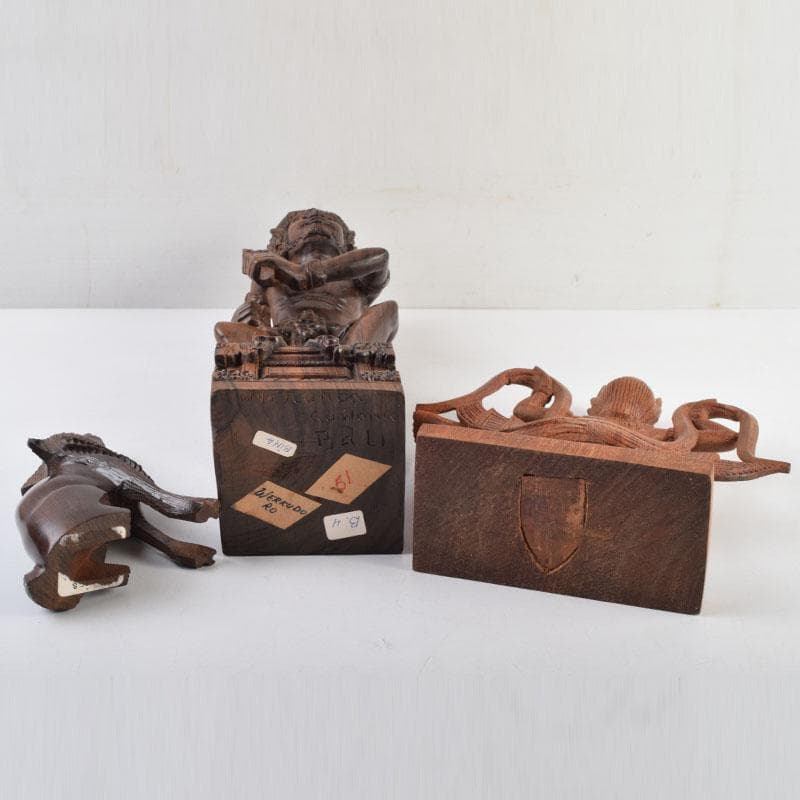 バリ島　インドネシア　木彫　置物　3点まとめて　N　9011A
