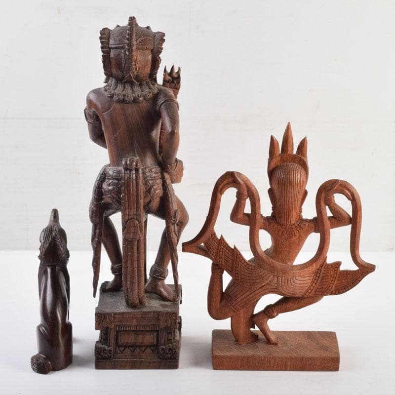 バリ島　インドネシア　木彫　置物　3点まとめて　N　9011A