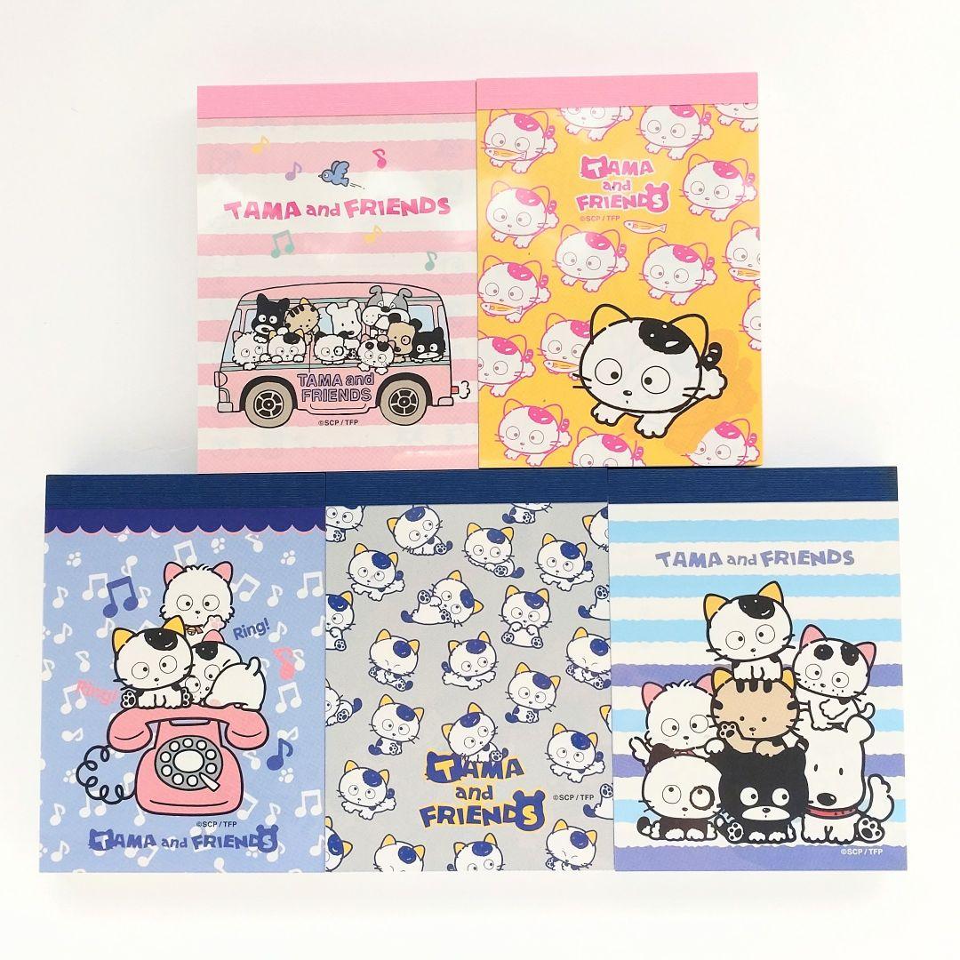 タマ＆フレンズ　ミニメモ帳　5種　タマフレンズ　ブチ猫　ネコ　猫　レトロ　レア