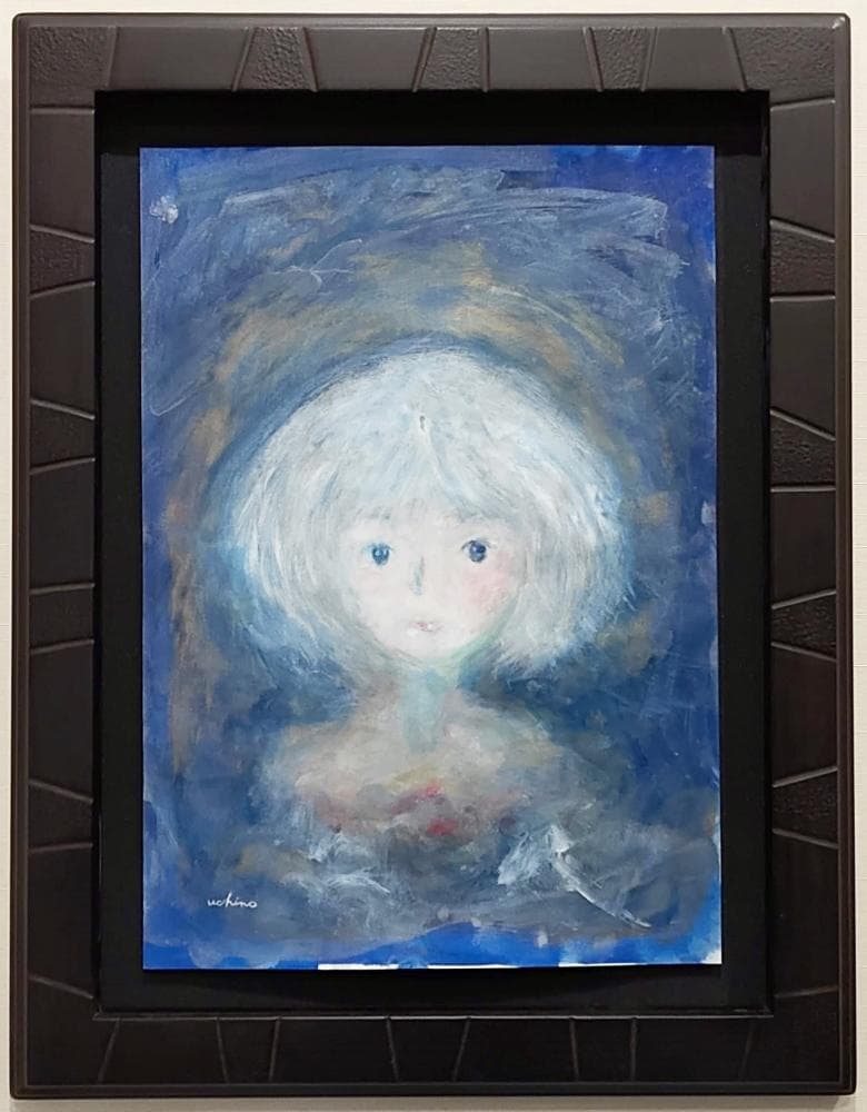 内野隆文　青い鳥　絵画　人物画　肖像画　宗教画　イコン　現代美術　アート作品　額