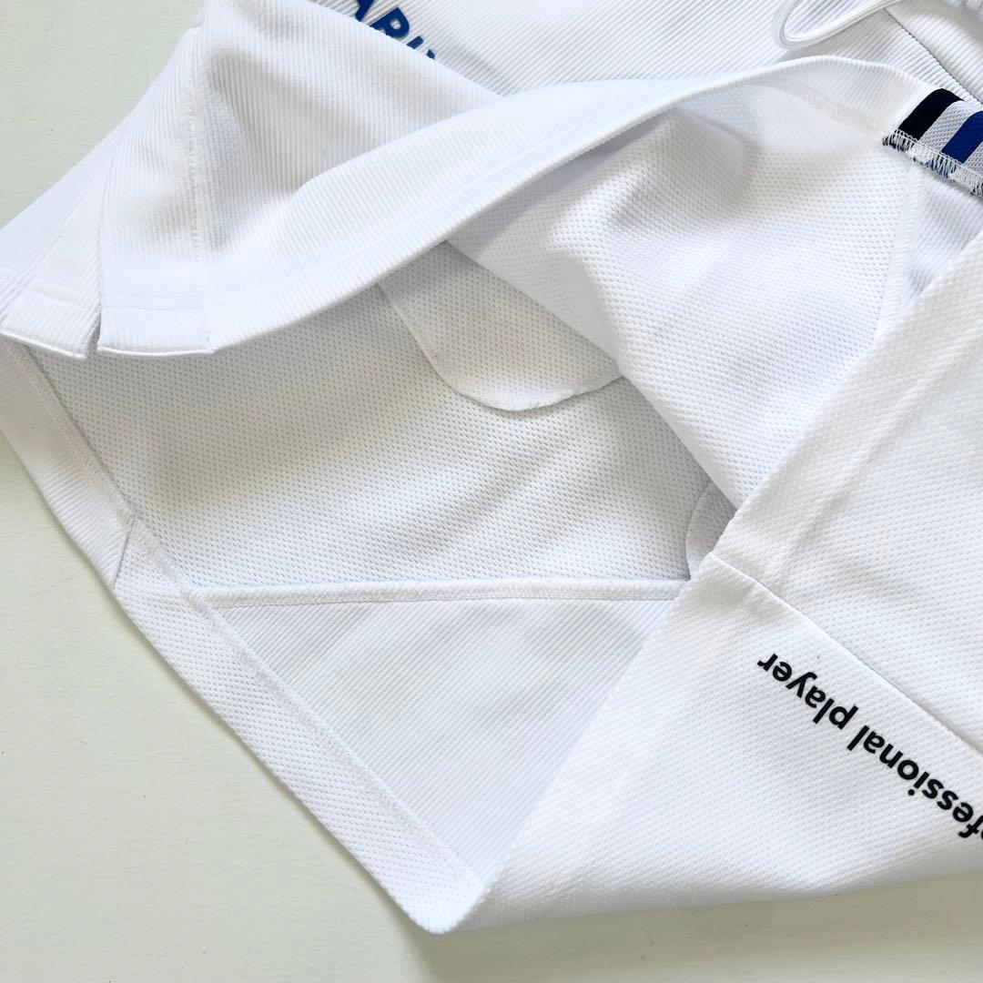 パーリーゲイツ　セットアップ　白×青　ポロシャツ　スカート　ゴルフ　総柄　ロゴ