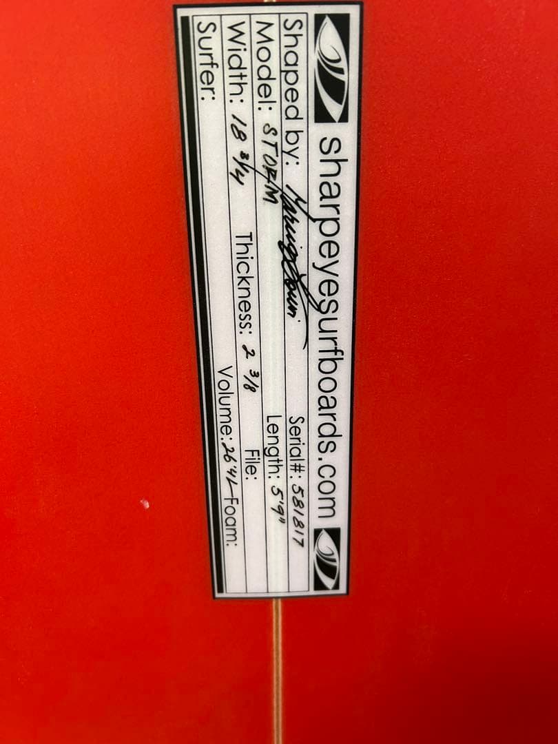 SHARPEYE STORMS シャープアイ　サーフボード　5’9 26.4L