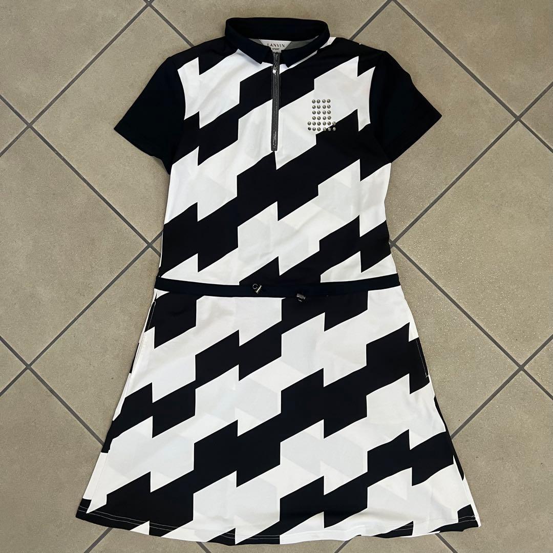 LANVIN SPORT ランバンスポール　千鳥　ワンピース　スカート　モノクロ