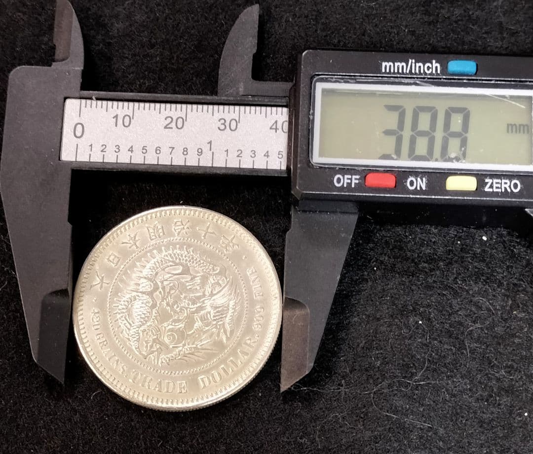 せ*ち様 明治10年貿易銀目方約27.1g 銀含有率約90% 古銭近代一圓