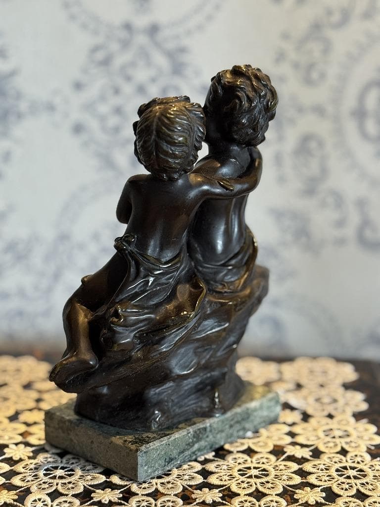 フランス　アールヌーヴォー　刻入　オーギュスト・モロー「椅子に座る子供」ブロンズ