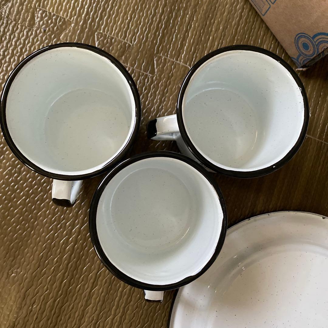 新品未使用★CINSA ホーロー平皿 6枚、ホーローマグ 3個　セット