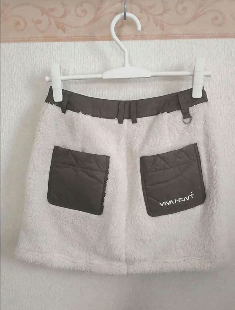 【新品タグ付】VIVA HEART♡ボア×ナイロンタフタ切替ゴルフスカート 40