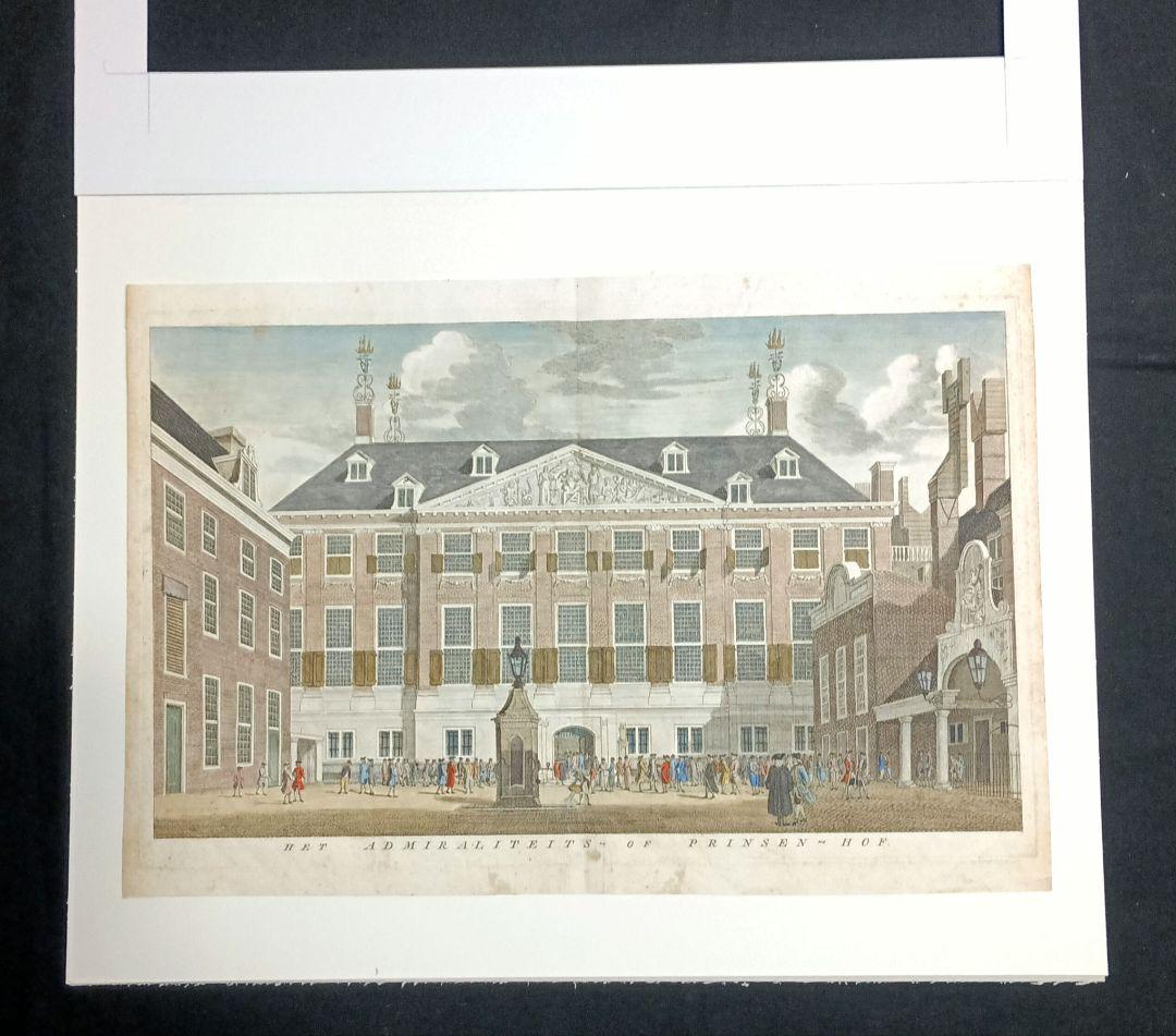 額装品　18世紀　J.WAGENAAR 「提督府または侯爵の庭/館」美品　景観図
